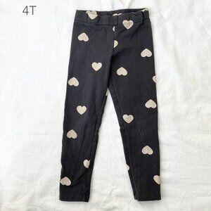 🪴5/$30 H&M 4T Toddler Girls Grey Cream Hearts Leggings